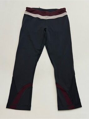 Lululemon Run Inspire Capris Crop Leggings Sz 6 Y2K Yoga Pilates Gray Bordeaux